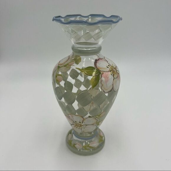 Tracy Porter Small Hand-painted Harlequin and Floral Glass Vase - Picture 1 of 6